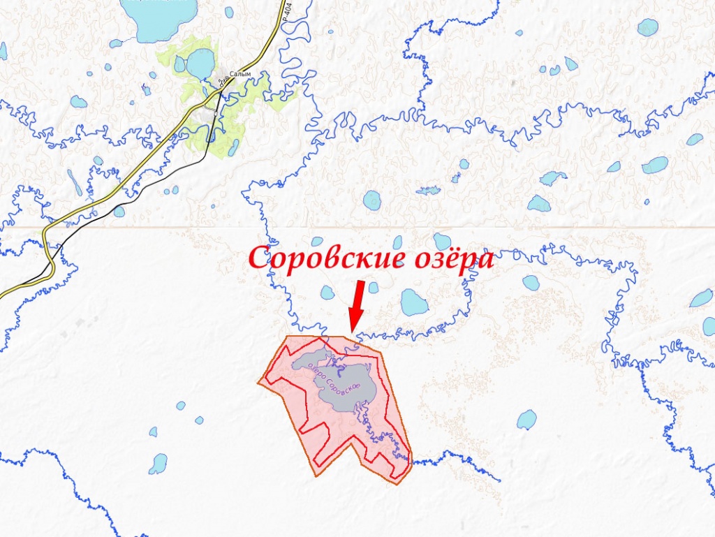 Соровские озера на карте